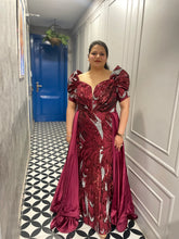 Maroon & Silver tail gown